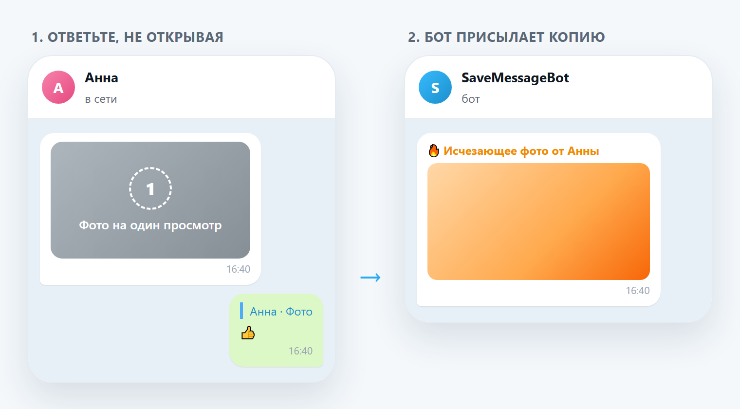 Ответ на исчезающее фото в Telegram и копия этого фото от SaveMessageBot